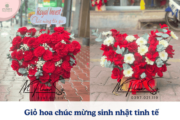 Giỏ hoa chúc mừng đẹp 2025 – Sang trọng, tinh tế, ý nghĩa